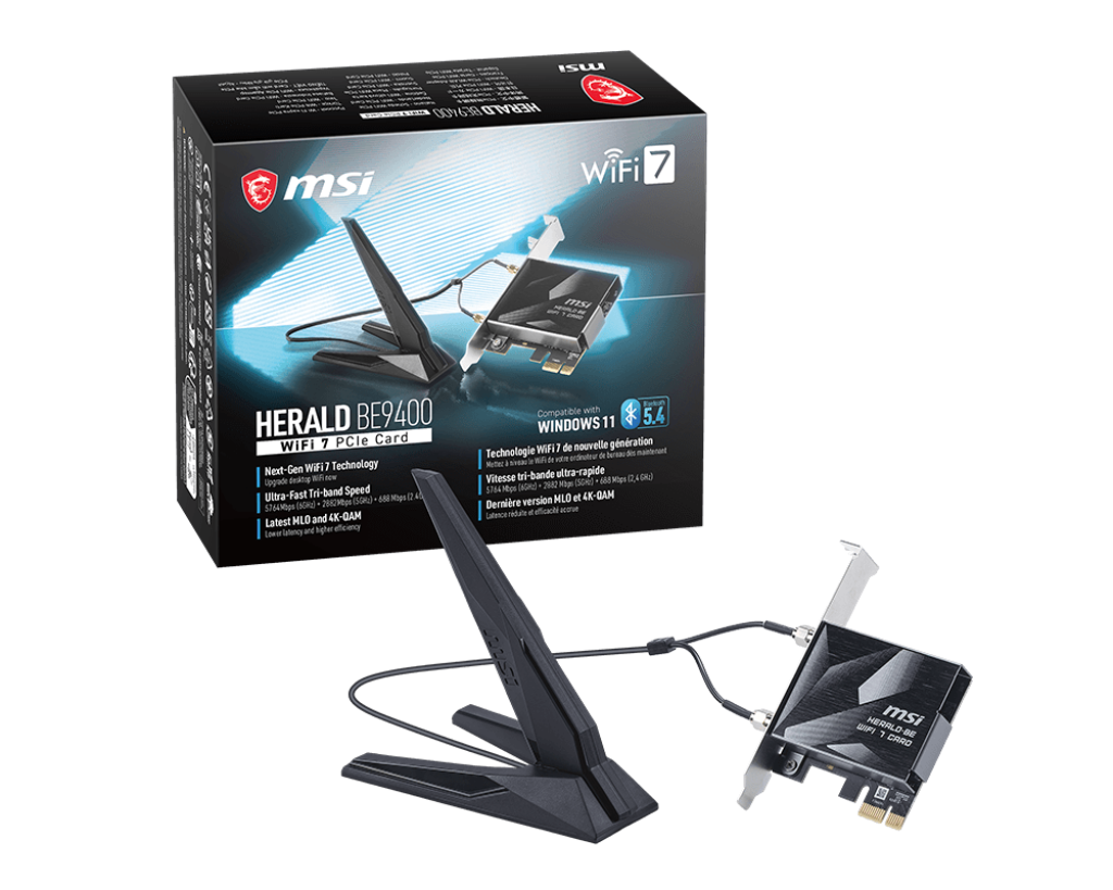 HERALD BE9400 WiFi 7 PCIe Card - Boutique en ligne officielle de MSI France