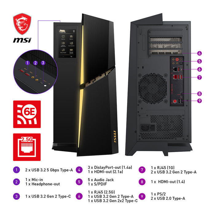 PC Gamer | MEG Trident X2 13NUF-048EU | Windows 11 Famille - Intel Core i7-13700K - 32 Go DDR5 -  RTX 4070 Ti VENTUS 3X 12Go OC, 12G- SSD 2 To + HDD SATA 1 To