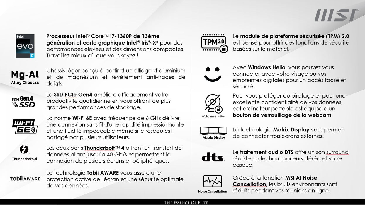 PC portable Prestige 13Evo A13M-099FR - Boutique en ligne officielle de MSI France